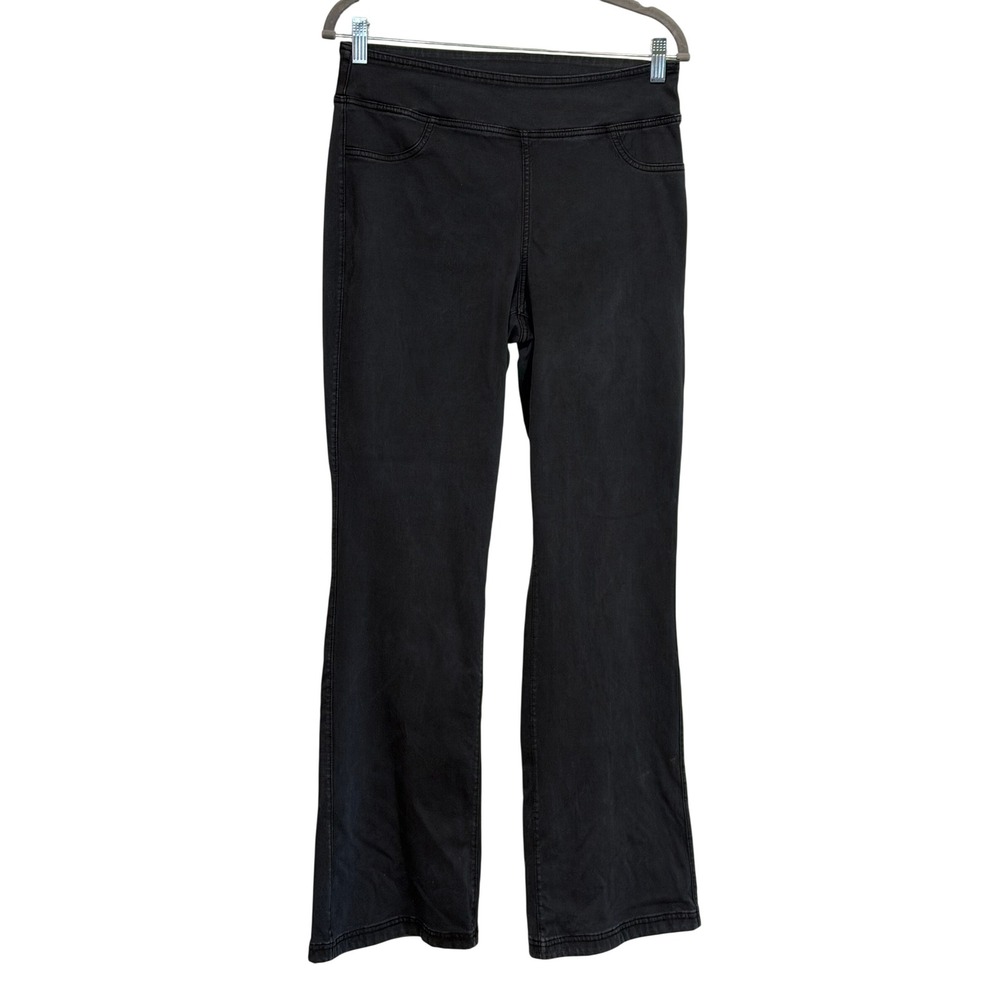 American Eagle Real Good Womens L Long Black Flare Pull On Stretch Pants Grunge